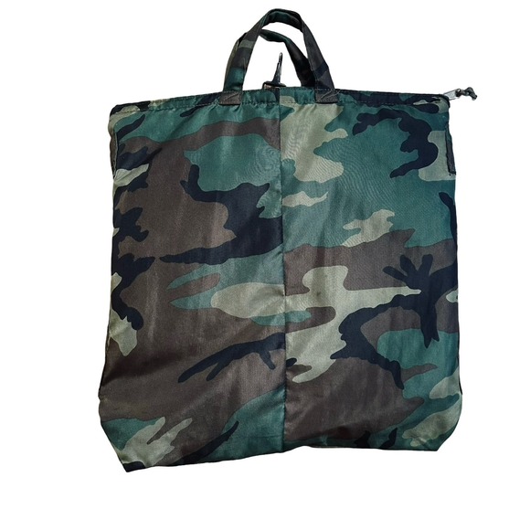 Vintage 90s Y2K Camo Purse Bag Camouflage Nylon Womens Large Green Clueless Edit - Picture 9 of 16